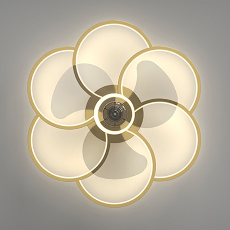 Ventilateur de plafond géométrique en métal lumières multiples de style moderne