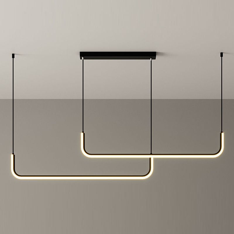 Tube Hanging Island Lights Fills d'éclairage de lustre en aluminium ultra-contemporain pour le restaurant