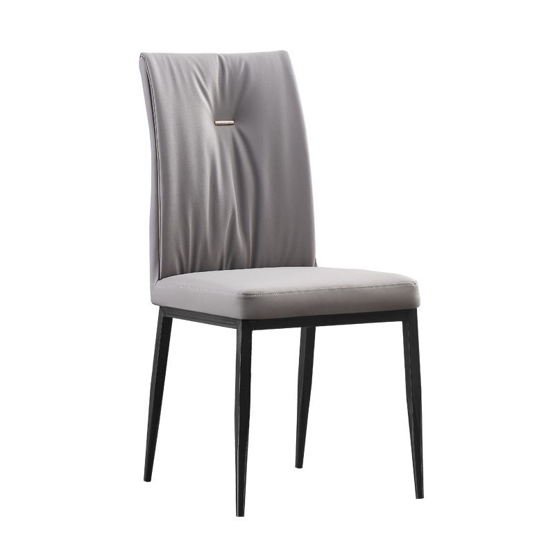 Modern Contemporary Leather Parsons Chair Side Dining Chairs with Metal Legs