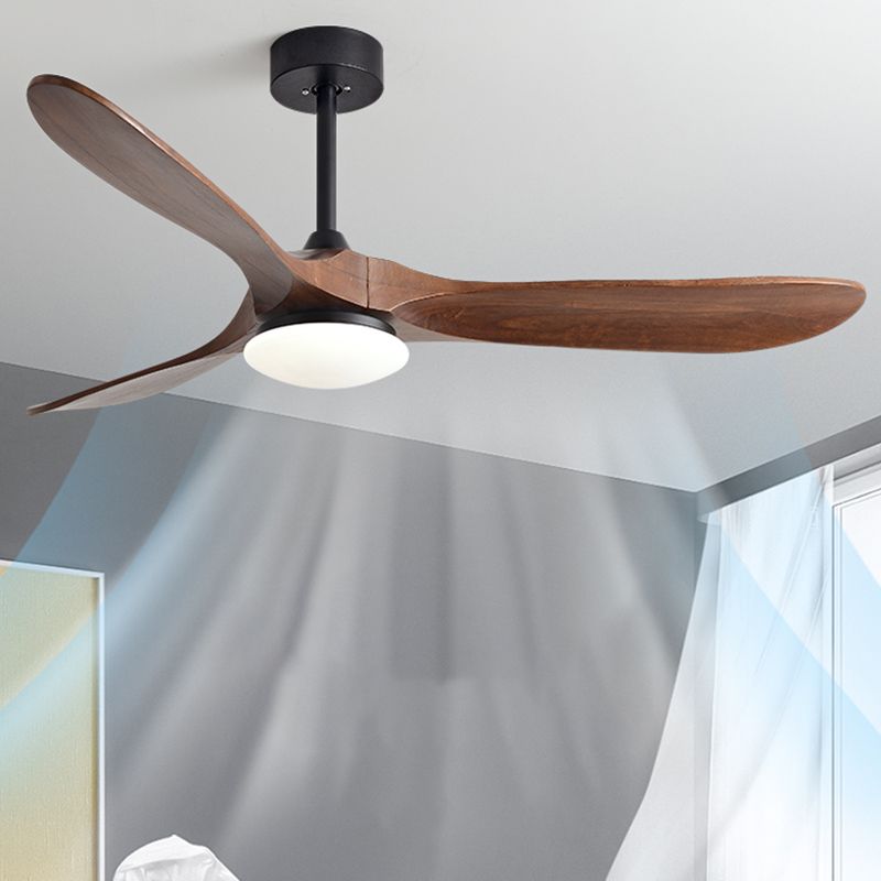 Nordic Style LED Ceiling Fan 3-Blade Fan Lighting with Wood for Bedroom