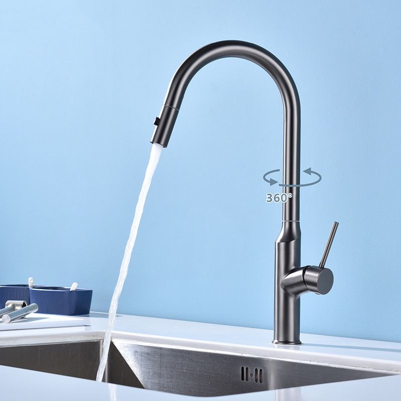 Modern Kitchen Faucet Stainless Steel 1-Handle High Arc Retractable Kitchen Faucet