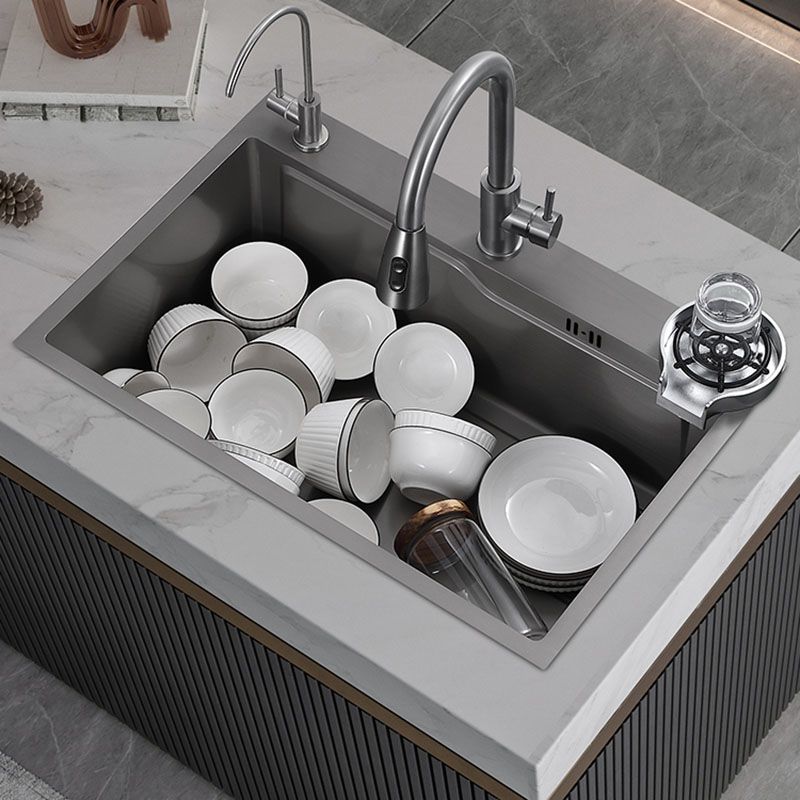 Drop-In Kitchen Sink Overflow Hole Design Kitchen Sink with Soundproofing