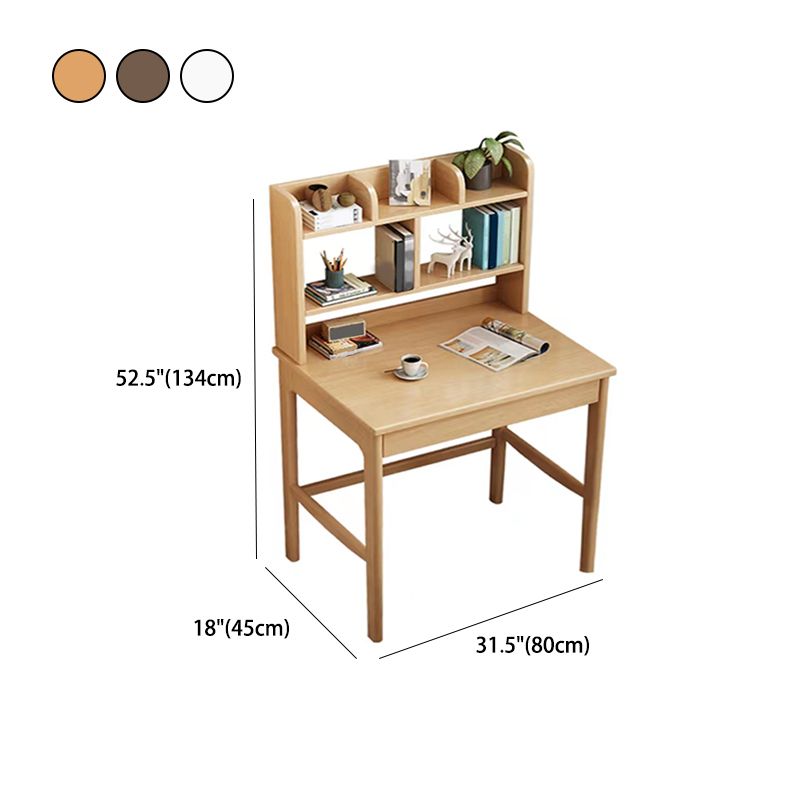 Modern Solid Wood Office Desk Bedroom Task Desk with 5 Shelfs and 1 Drawer