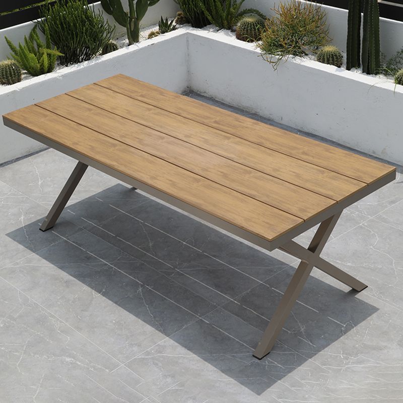 Modern Artificial Wood Courtyard Table Geometric Waterproof Outdoor Table