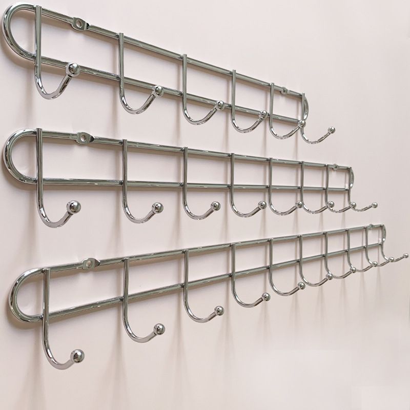 Industrial Entryway Kit Silver Stainless Steel Wall-Mounted with Hooks Coat Hanger