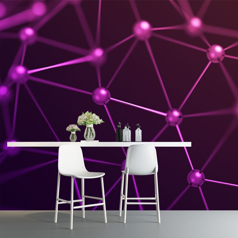 Stain-Proof Molecular Structure Mural Custom Size 3D Wall Covering for Accent Wall