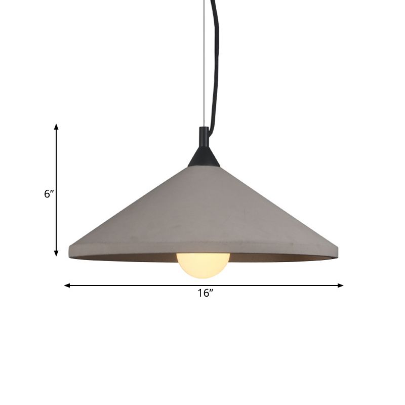 Lampada a sospensione a bagliore larga in stile industriale 1 Luce a soffitto sospeso in cemento in grigio