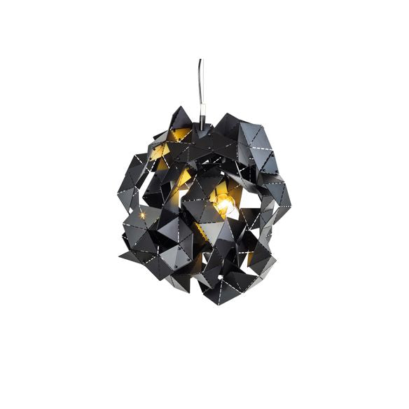 Metal Abstract Hanging Light Fixture Triple Light Post Modern Ceiling Chandelier in Black/Gold/Silver