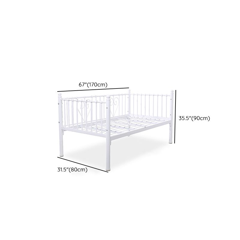 Metal Fixed Side Crib in White Mattress Included Crib with Guardrail