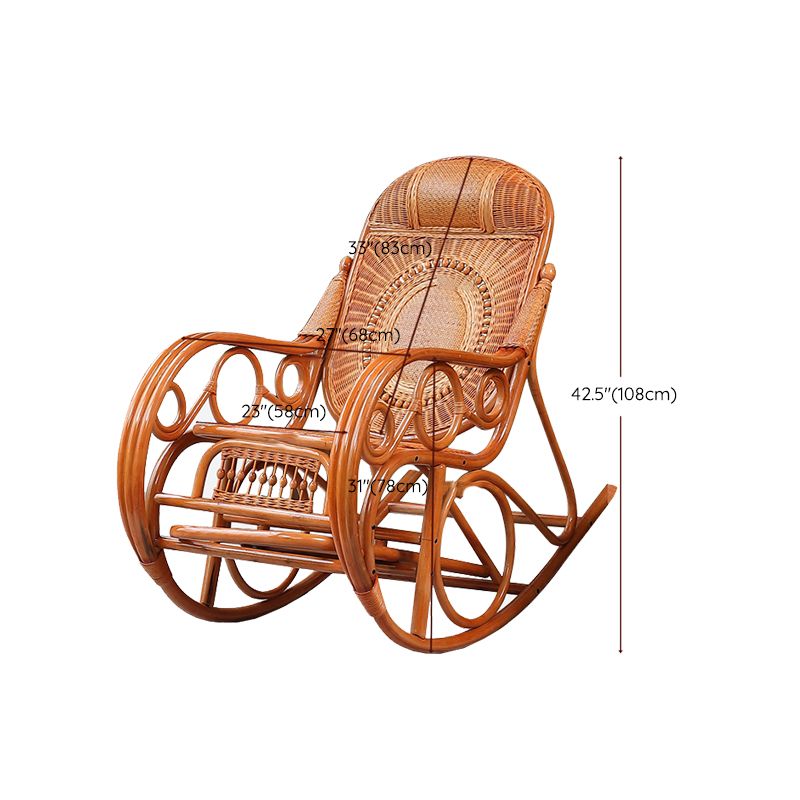 Traditional Rocking Chair Rattan Built-in Armrest Indoor Rocking Chair