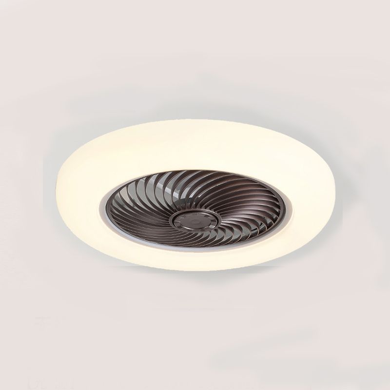 Stylish Minimalist Round Fan Lamp Acrylic Bedroom LED Semi Flush Mount Ceiling Light