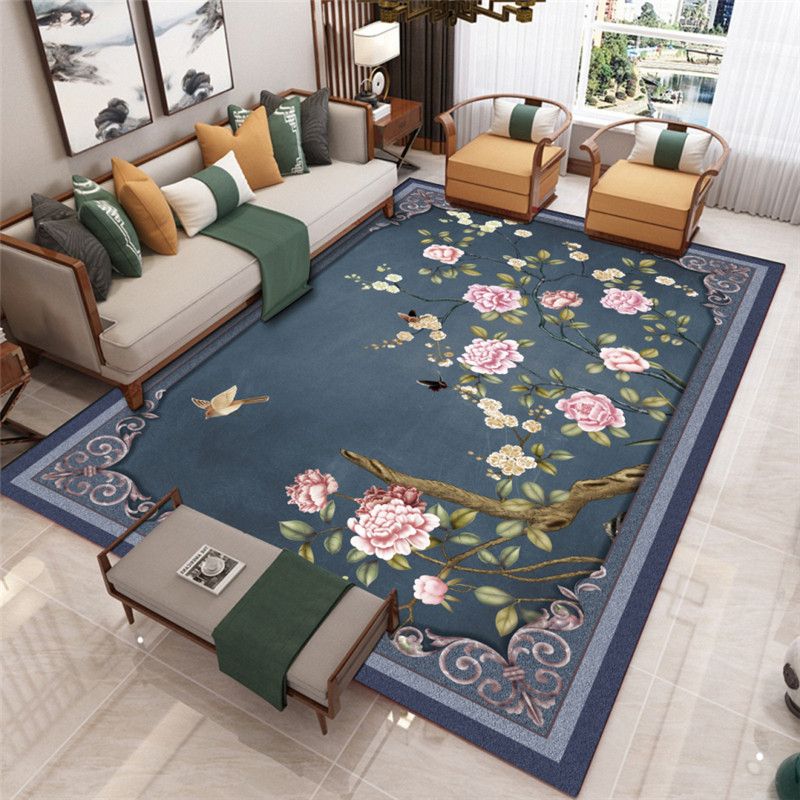 Multicolor Modern Indoor Rug Polyester Branch Print Carpet Easy Care Rug for Home Decoration