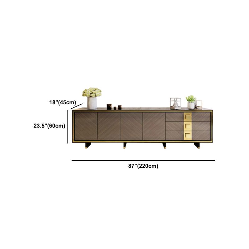 Luxury Style Rectangle TV Stand Glass Enclosed Storage TV Cabinet