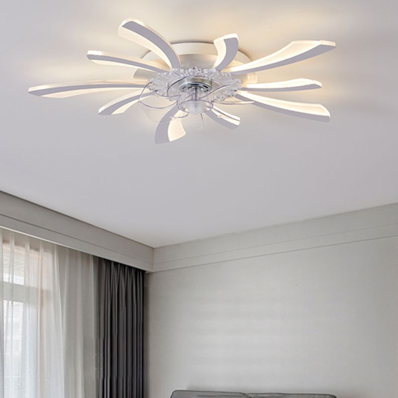 LED de la lampe à fans de plafond en métal nordique LED FLUX MONT LECHETURE DE PLACE AVEC LAME DE FAN ABS