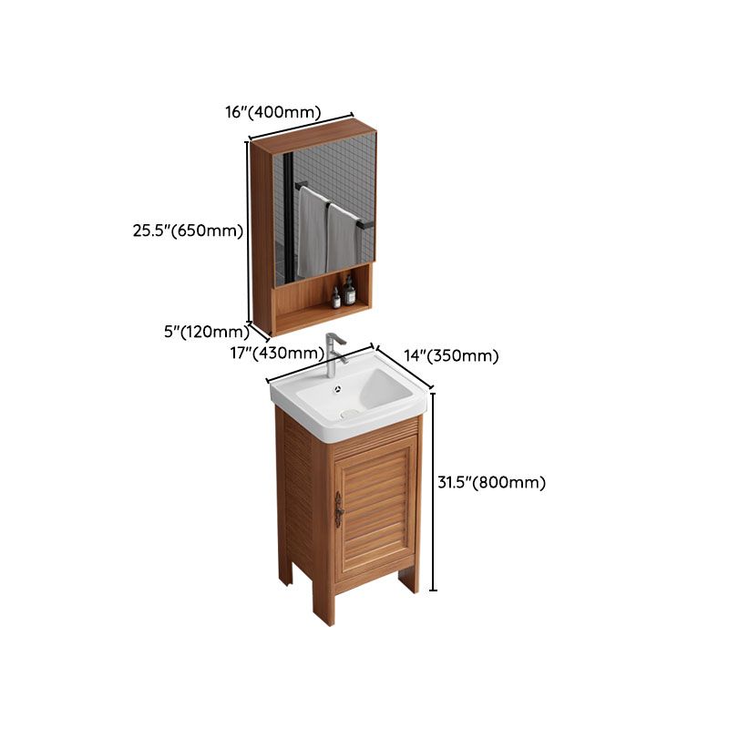 Rectangle Vanity Set Metal Frame Mirror Freestanding 2 Doors Single Sink Bath Vanity