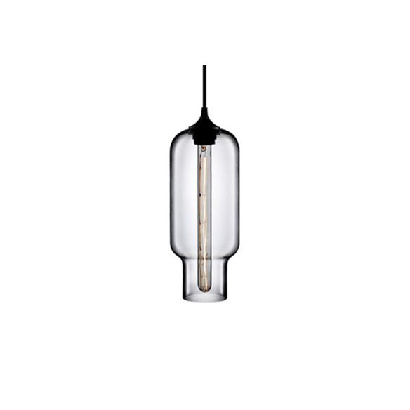 1 Light Ceiling Pendant Light with Bottle Glass Shade Contemporary Red/Brown/Blue Hanging Light