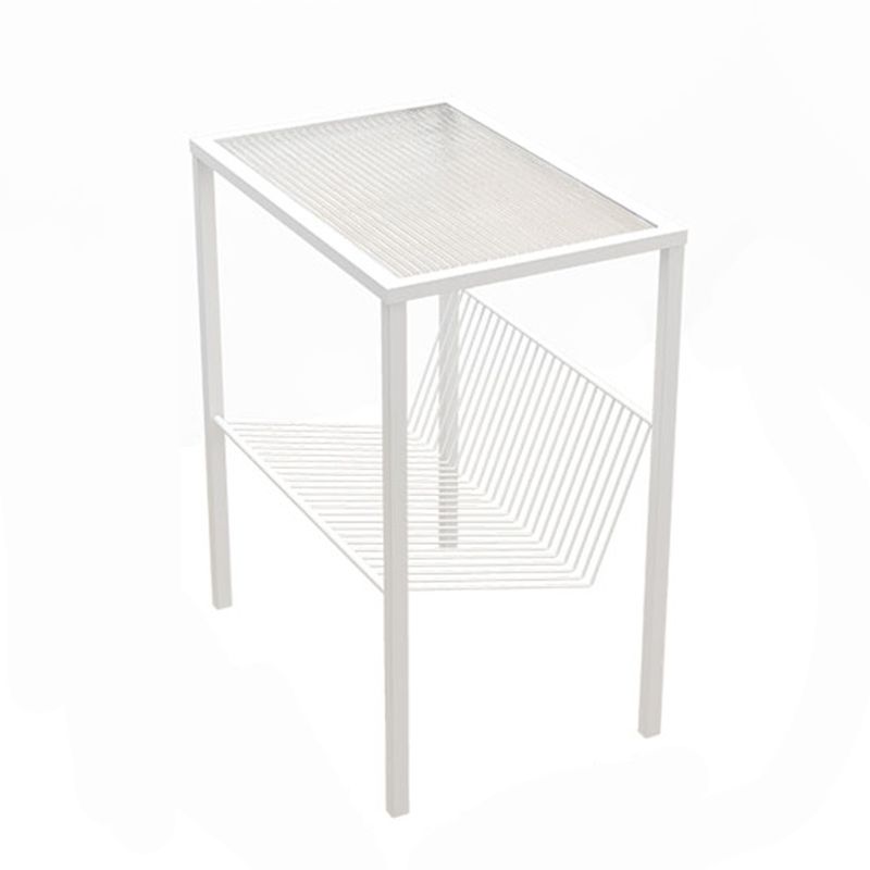 Modern Glass Top Night Table Open Storage 1-Shelf 23 Inch H Nightstand