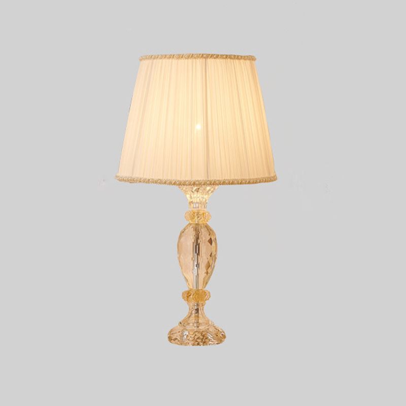 1 Head Jar Shape Task Lighting Contemporary Faceted Crystal Reading Lamp in Beige