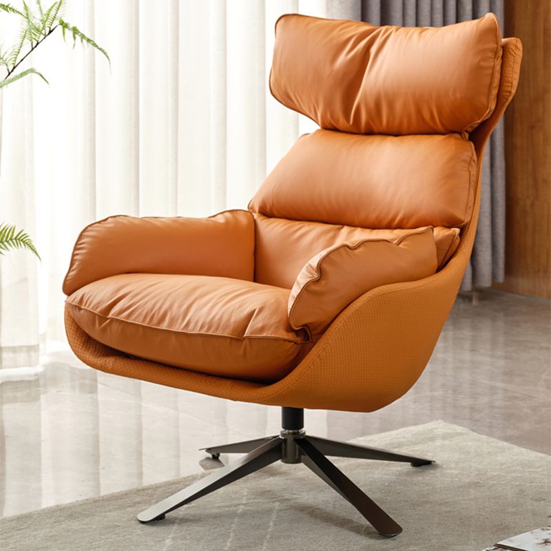 Contemporary Solid Color Arm Chair 4-Star Base Flared Arms Chair