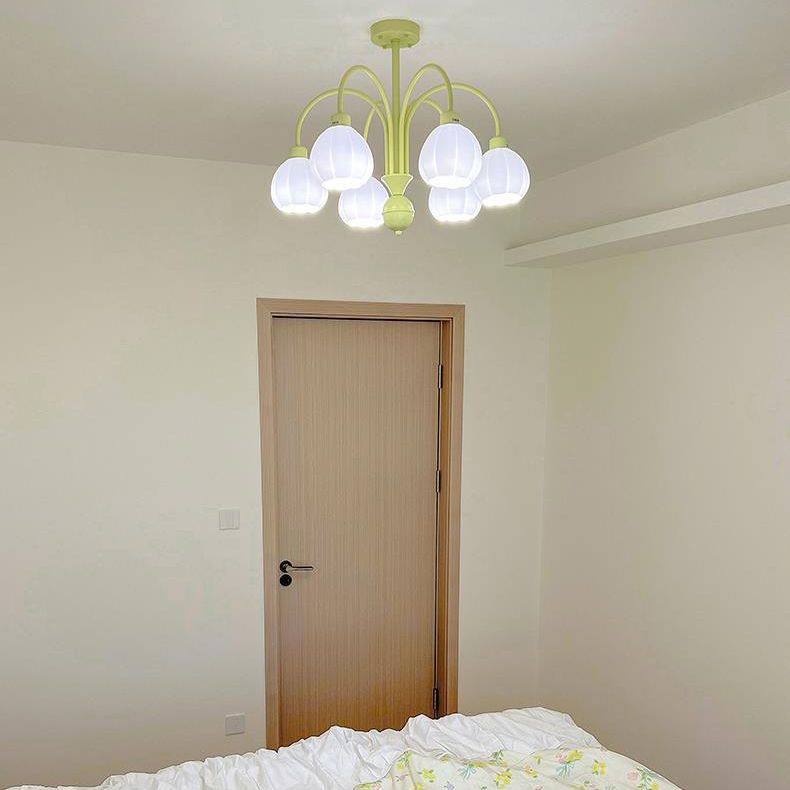 Glass Ceiling Lamp Creative Green Flush Mount Light Fixture for Bedroom