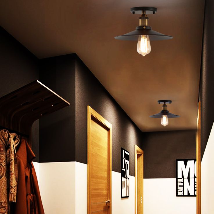 Lampade a soffitto semifulto industriale in metallo 1 Semi -Flush Monte Aitura del soffitto per foyer e Hall