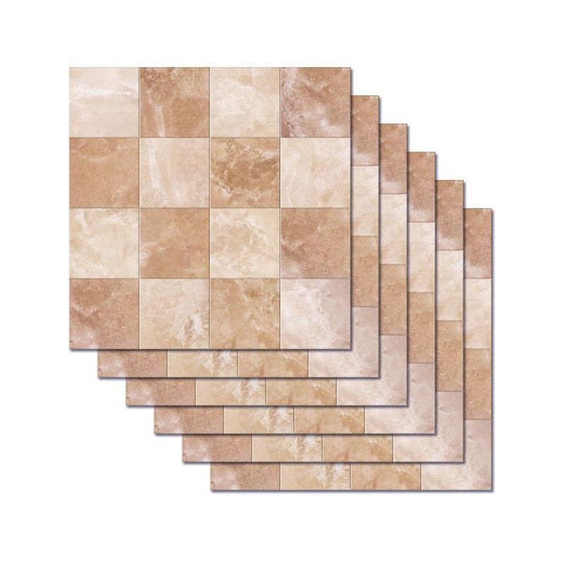 Modern Mosaics Marble Wallpaper Panels Brown Peel and Paste Wall Decor for Restroom