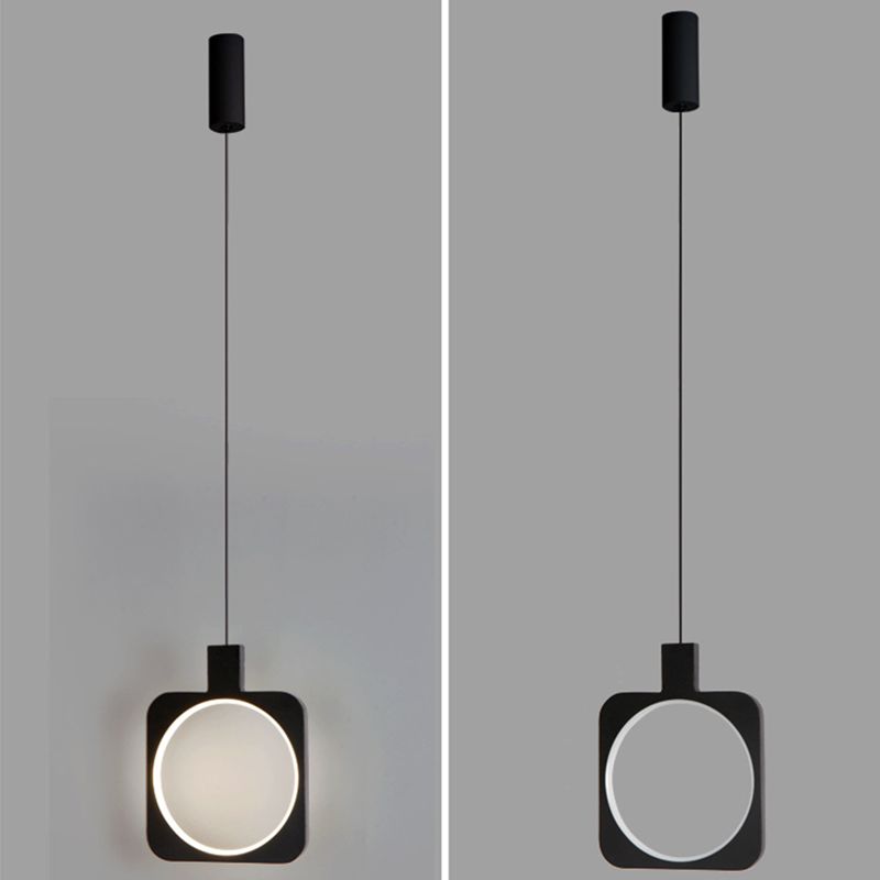 Black Geometrical Shape LED Pendant lampe moderne lampe à suspension de métal minimaliste moderne pour le salon