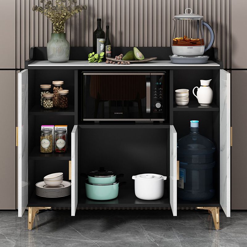 Contemporary Dining Server Adjustable Shelving Sideboard Cabinet with Open Storage