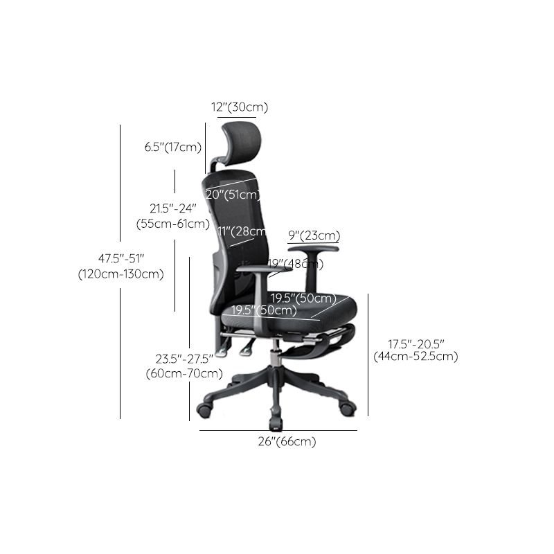 Modern Fixed Arms Office Chair Adjustable Seat Height Black Desk Chair with Wheels