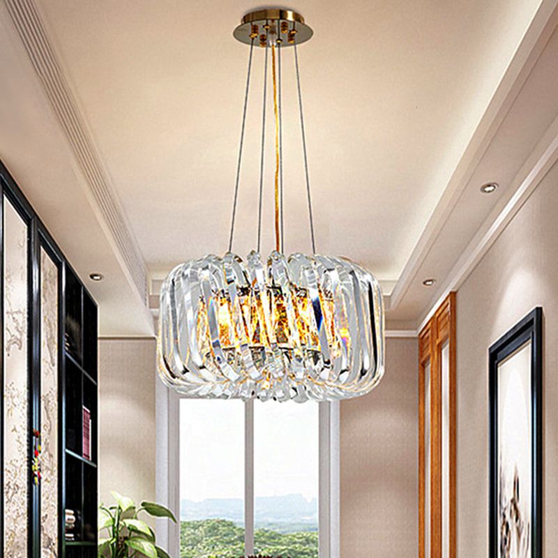 Crystal Treasure Bowl Pendant Chandelier Contemporary Clear LED Hanging Ceiling Lamp