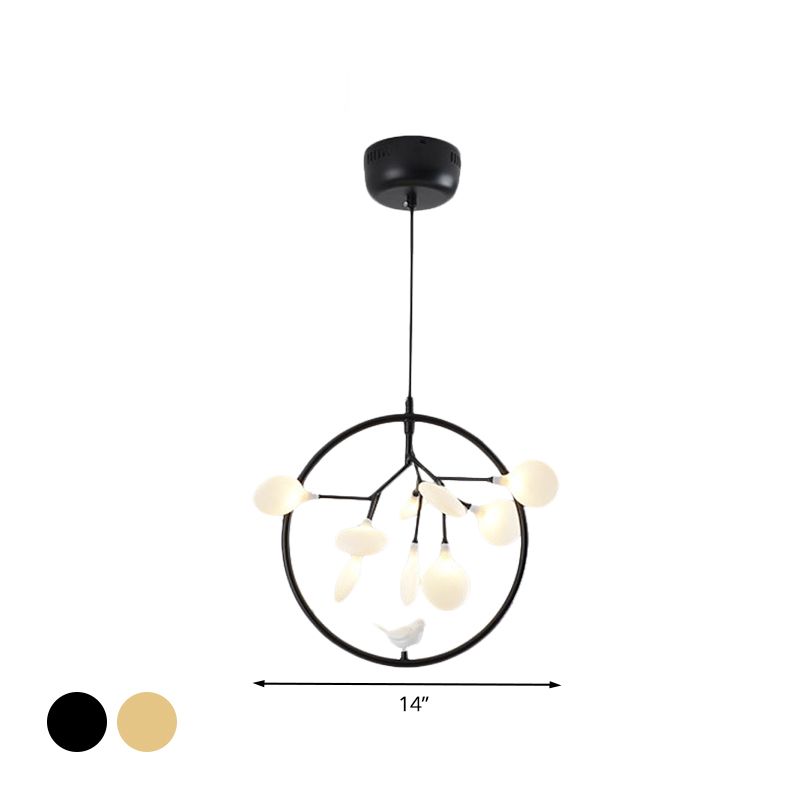 Twig Balcony Hanging Light with Bird Deco Glass Metal Modern Stylish Chandelier