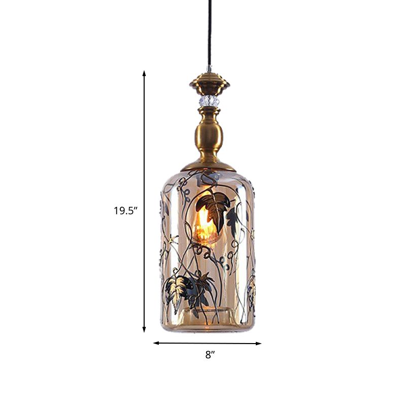 Jar woonkamer hangende lamp Amber Glass 1 hoofd koloniale hanglampverlichting