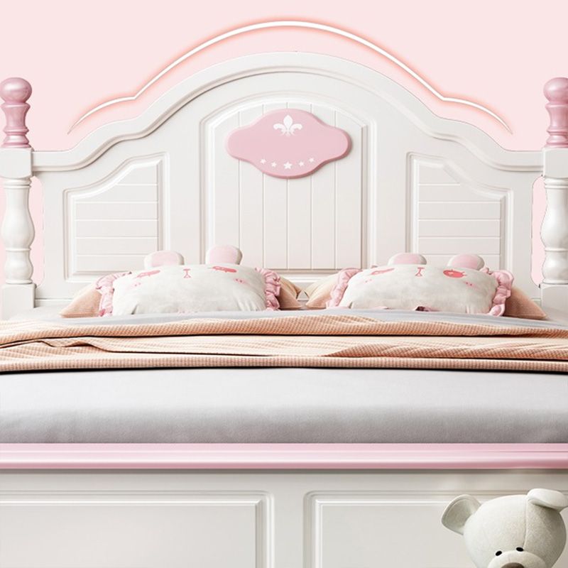 Contemporary Kids Bed Solid Wood White Headboard Princess Panel Mattress