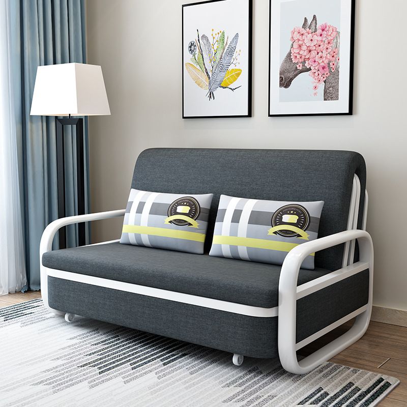 Modern and Contemporary Metal Upholstered No Theme Fabric Bed