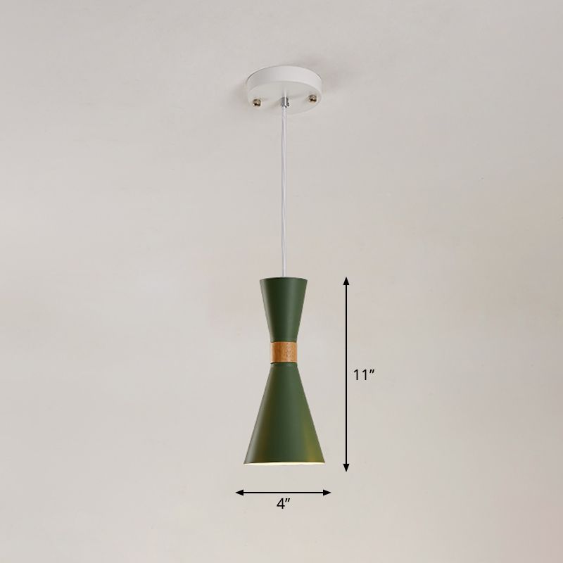 Hourglass Pendant Light Fixture Nordic Metallic 1-Light Bedside Hanging Ceiling Light