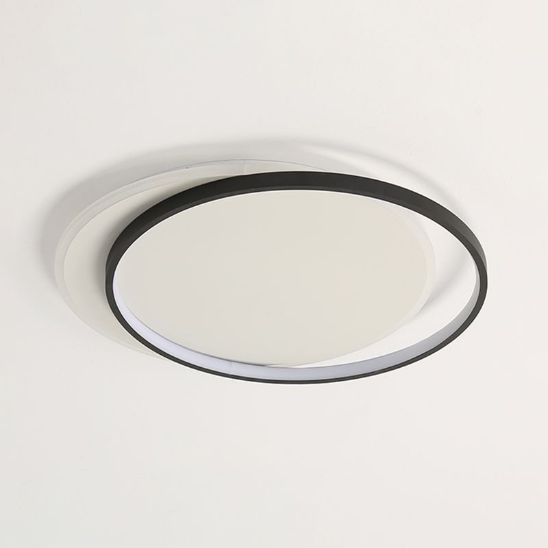 Black and White LED Ceiling Light in Modern Simplicity Iron Circular Flush Mount with Acrylic Shade