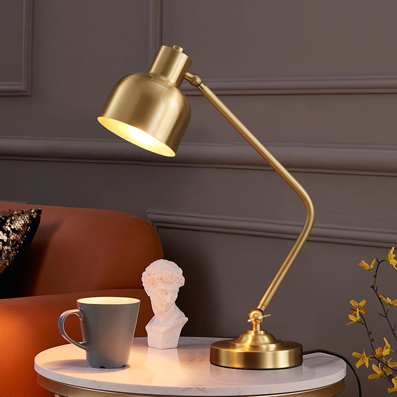 Metal Shaded Night Table Lamp Contemporary Style Coppery Table Light for Bedroom