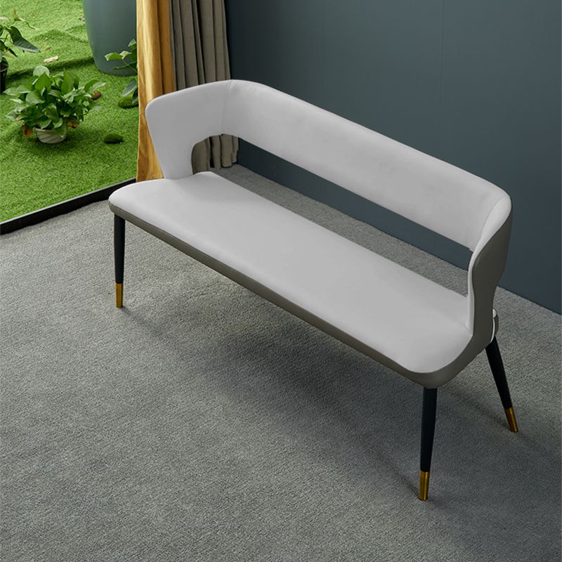 Modern 19.5" H Upholstered Bench High-Back Dining Seating Bench with 4 Metal Legs