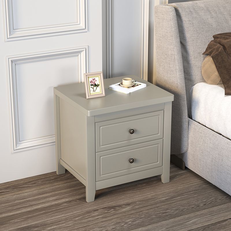 Modern 2-Drawer Storage Nightstand 20 Inch H Imitation Wood Legs Included Night Table