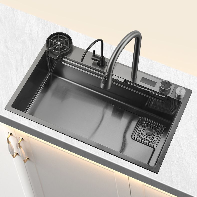 Classic Black Sink Stainless Steel Single Basin Sink with Soundproofing