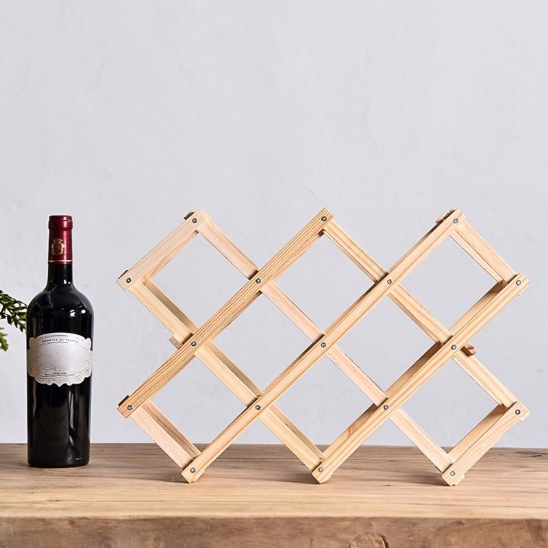 Countertop Modern Bottle Wine Rack Solid Wood Collapsible Bottle Rack Horizontal