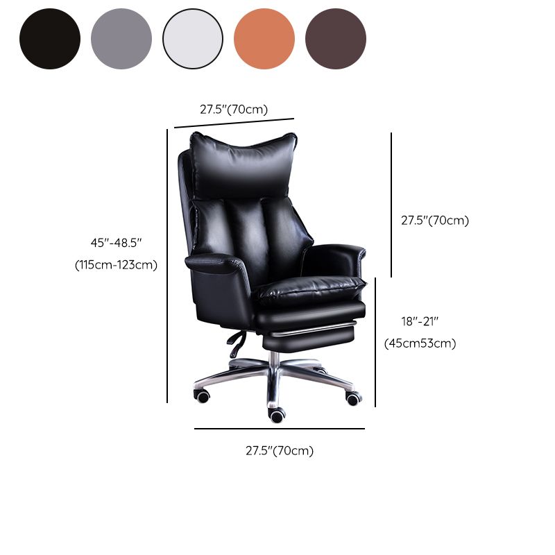 Modern Leather Armless Office Chair No Distressing Ergonomic Desk Chair with Wheels