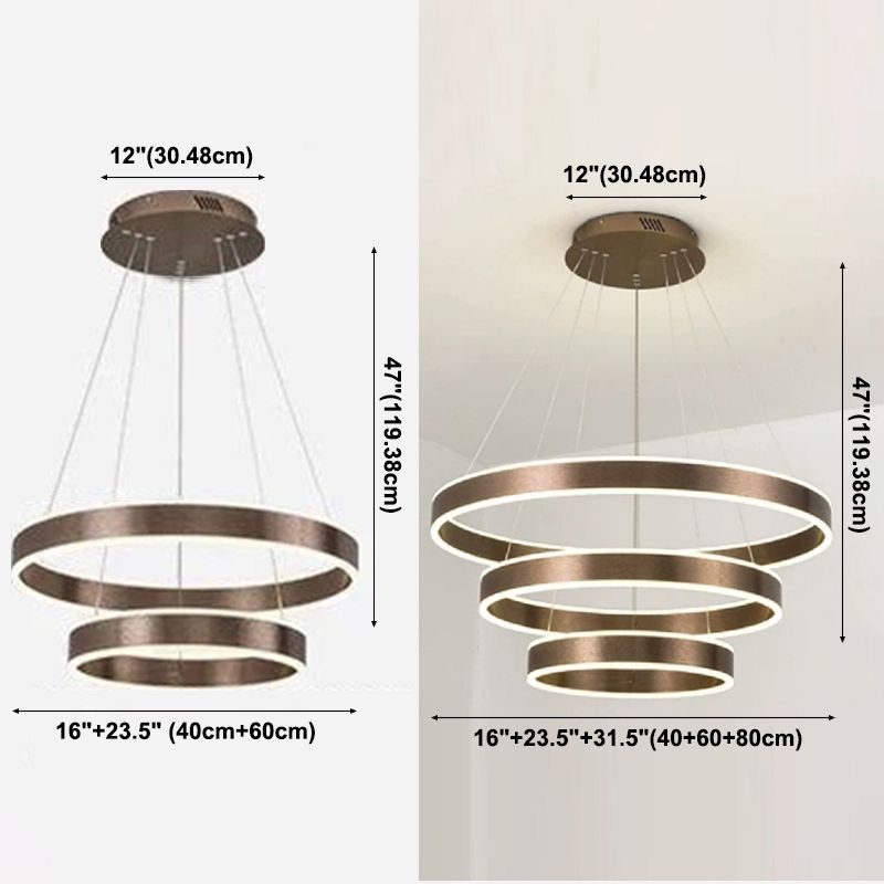 Lustres circulaires en métal brun contemporain Cafe Chandelier suspendu