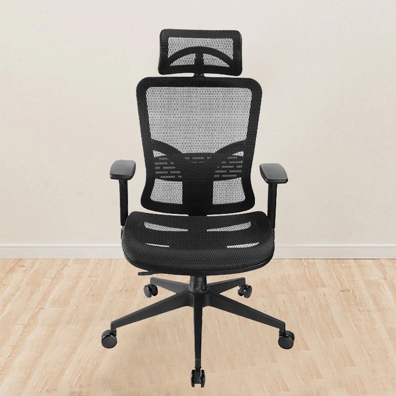 Black High Back Task Chair Rotatable Mesh Office Chair with Wheels