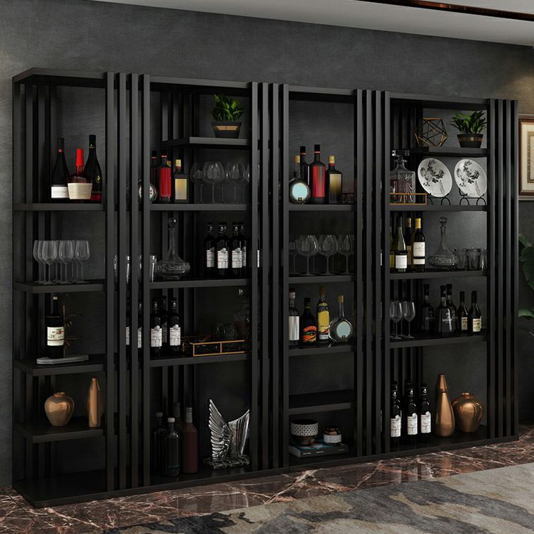 Metal Floor Bottle Wine Rack Contemporary Wine Holder with Storage Shelves