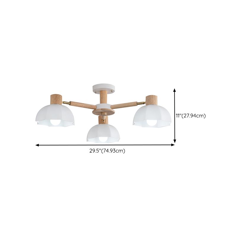 Modern Style Flush Mount Wood Ceiling Light in Brown for Living Room