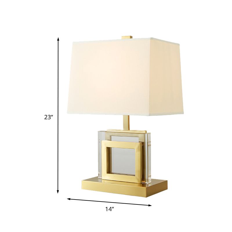 Fabric Pagoda Desk Light Modernism 1 Bulb Night Table Lamp in Gold for Living Room