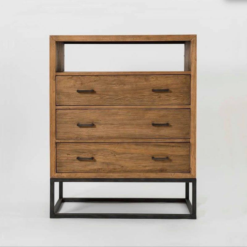 Industrial Pine Bed Nightstand Drawer Storage Night Table for Bedroom