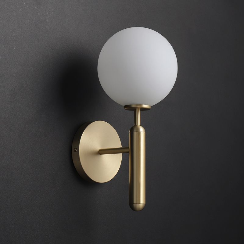 Metal Wall Sconce Ball Shape Vanity Lamp with Glass Shade for Bathroom