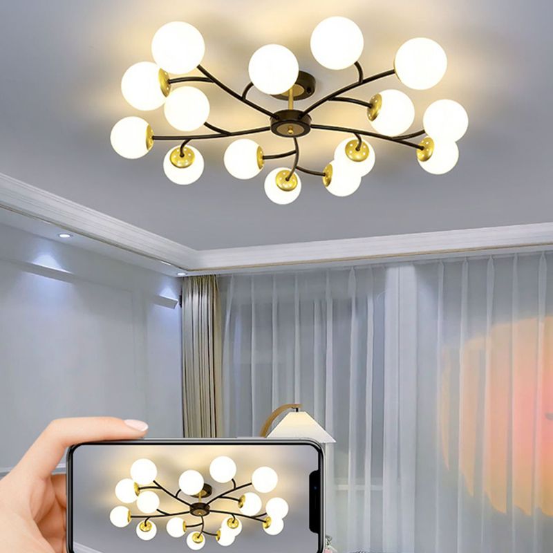 Nordic Style Ceiling Light Ball Shape Glass Shade Ceiling Lamp for Living Room